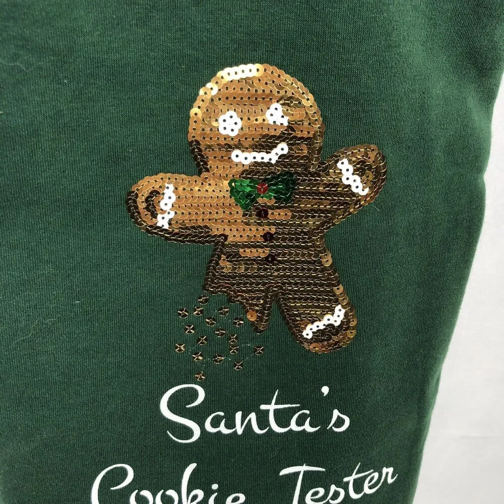 Santas Cookie Tester Holiday Pet Sweatshirt Large Green & Red Hoodie New w/ Tags